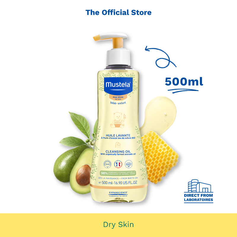 Mustela Cleansing Oil for Dry Skin 500ml [Bath Time] (exp 03/2025)